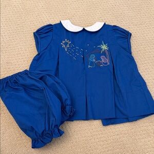 The Proper Peony Blue Manger nativity dress